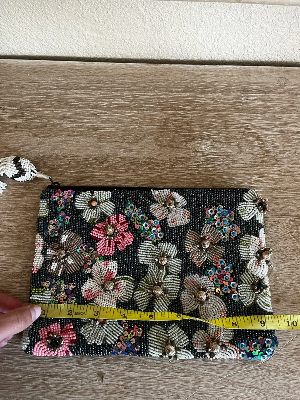 Anthropologie Beaded Pastel Floral Clutch